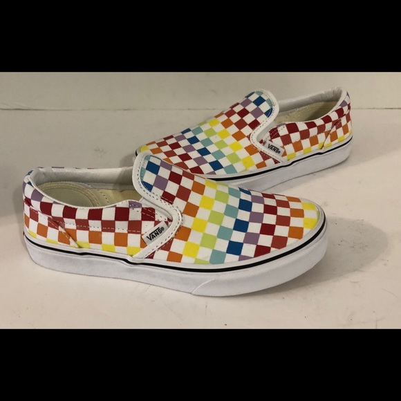 checkered rainbow vans